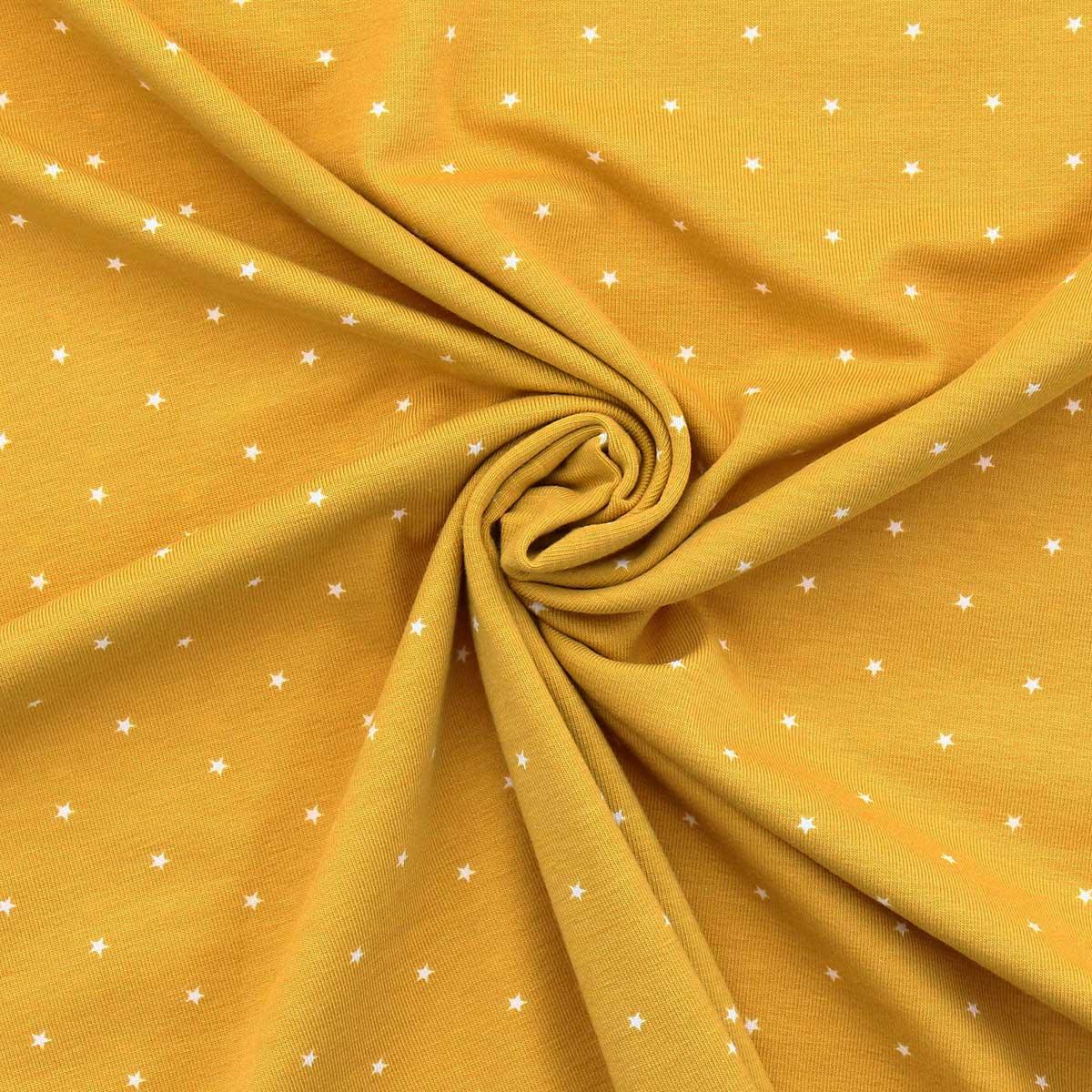 Tissu jersey mini étoiles - Jaune