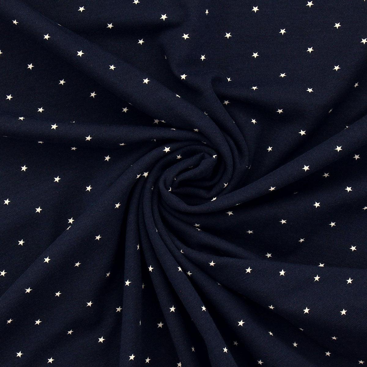 Mini Stars Jersey Fabric - Marineblau