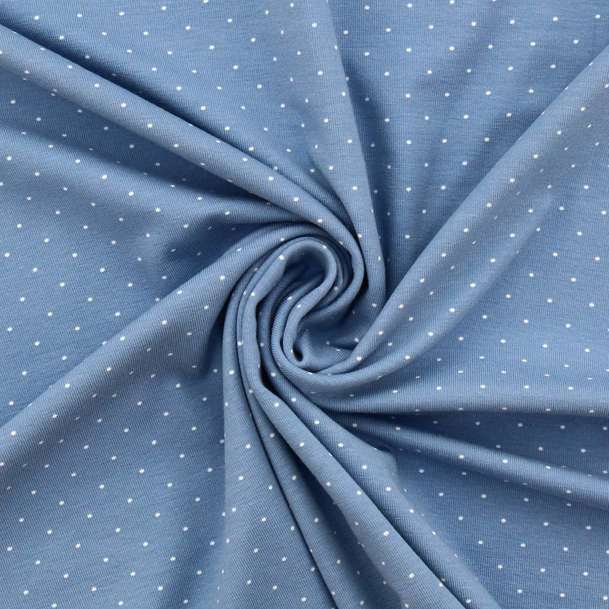 Tissu jersey mini pois - Bleu