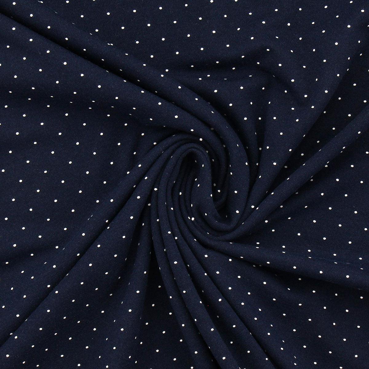 Tissu jersey mini pois - Bleu marine