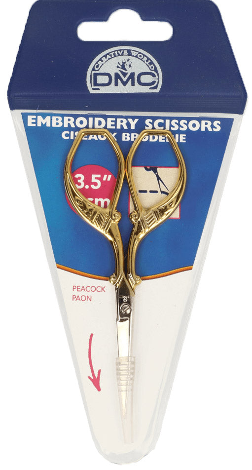 Embroidered scissors golden peacock dmc 9 cm