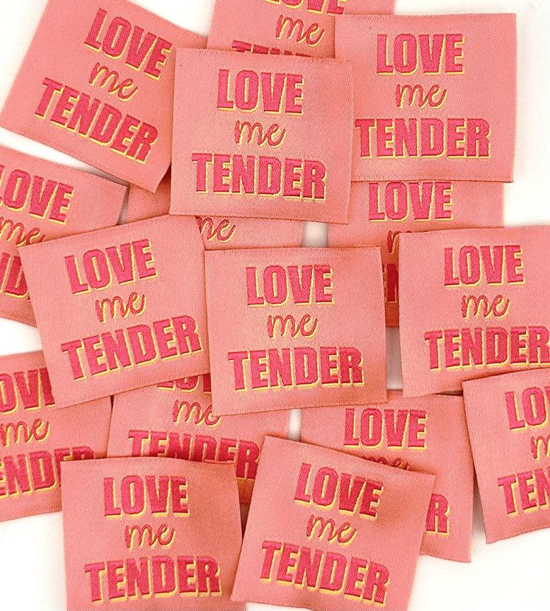 Set of 5 labels woven to sewing Love Me Tender