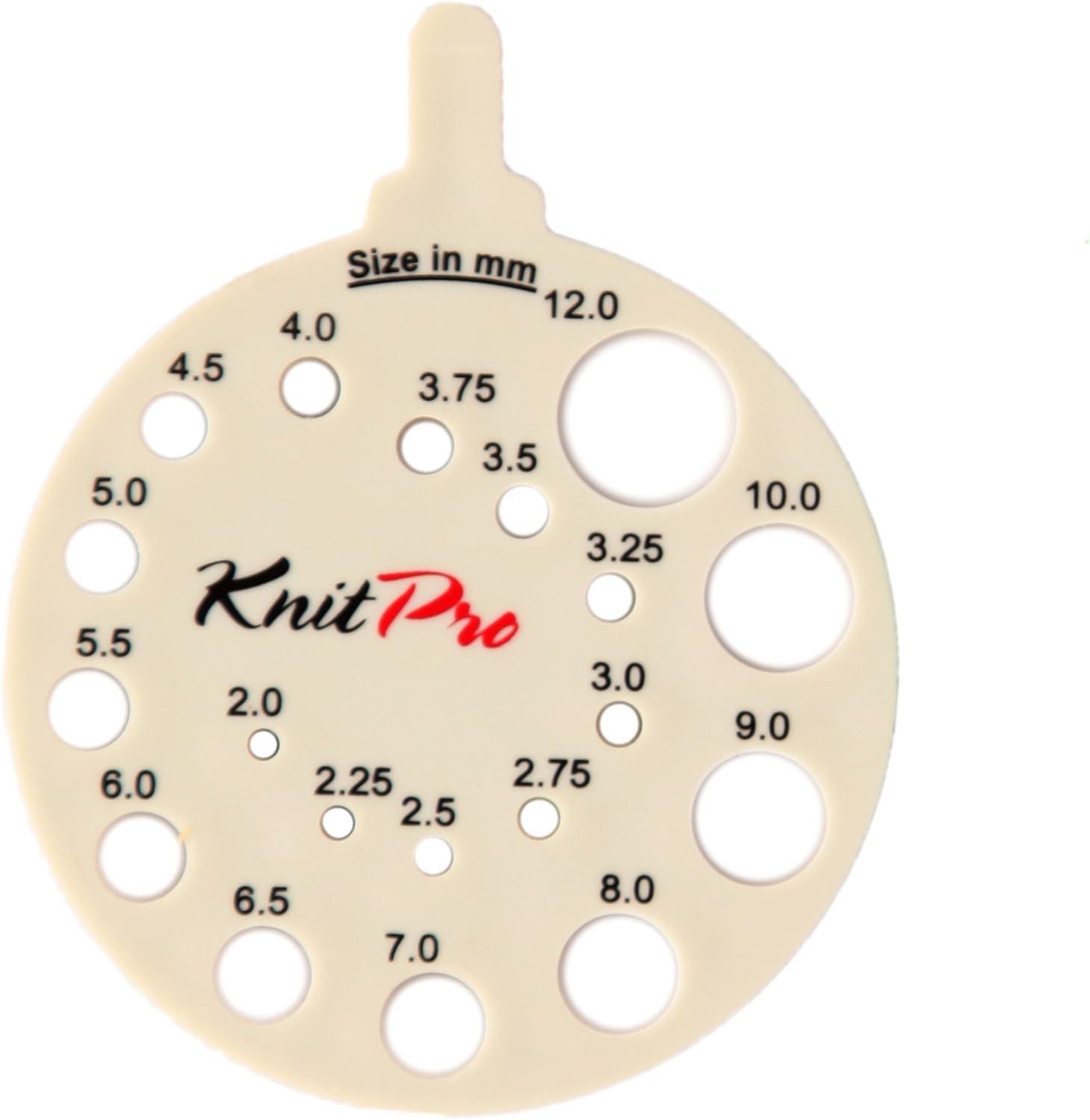 Round gauge for knitting needles