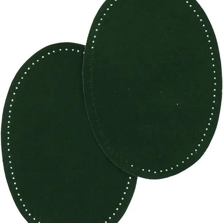 Pair elbow elbows and knees - imitation dark green suede