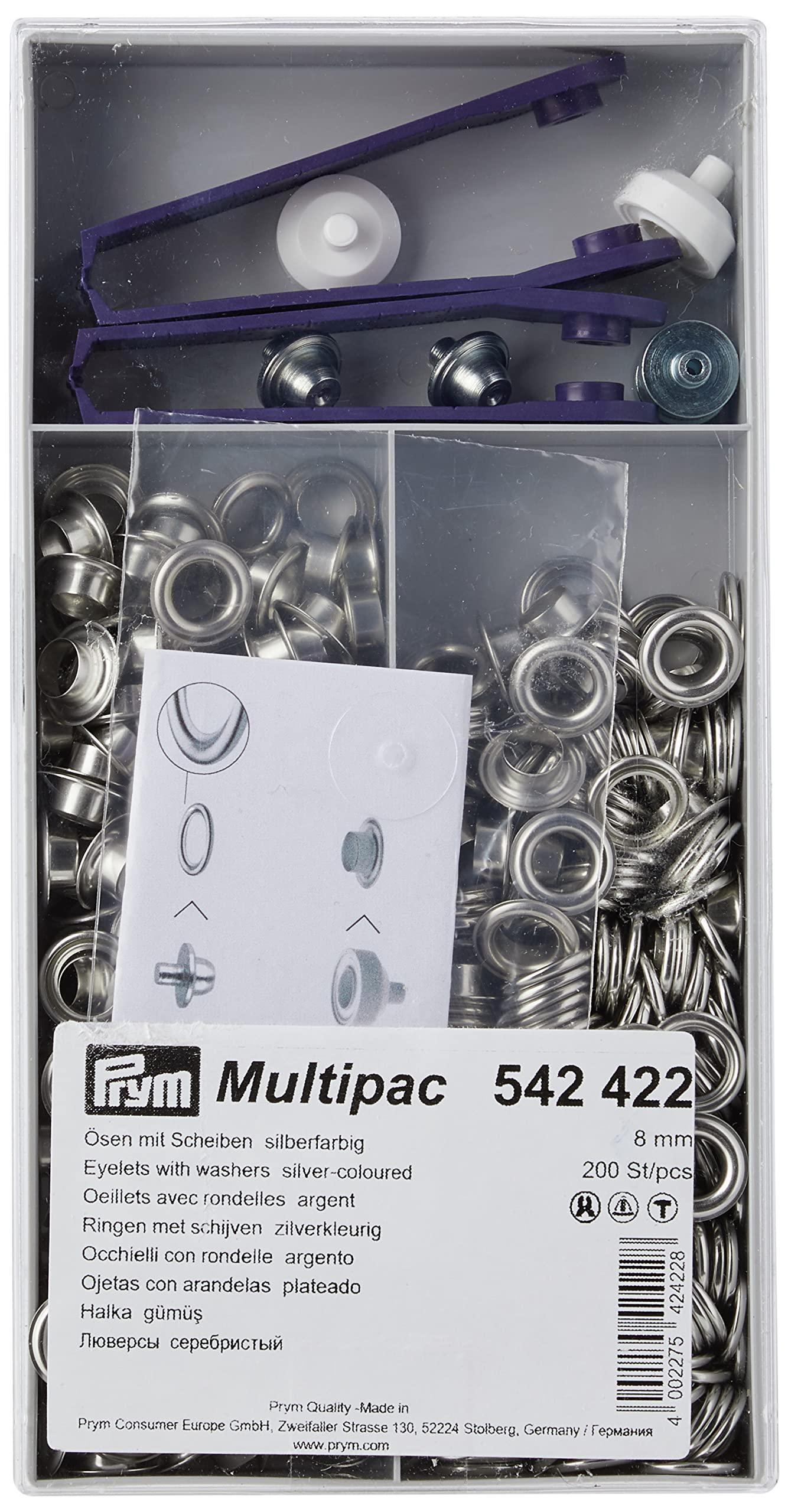 Multipac de 200 oeillets avec rondelles 8 mm - Argent