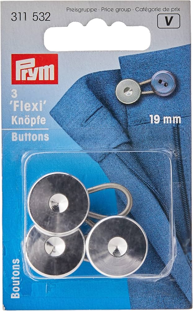 Set of 3 buttons extension 19 mm - Silver