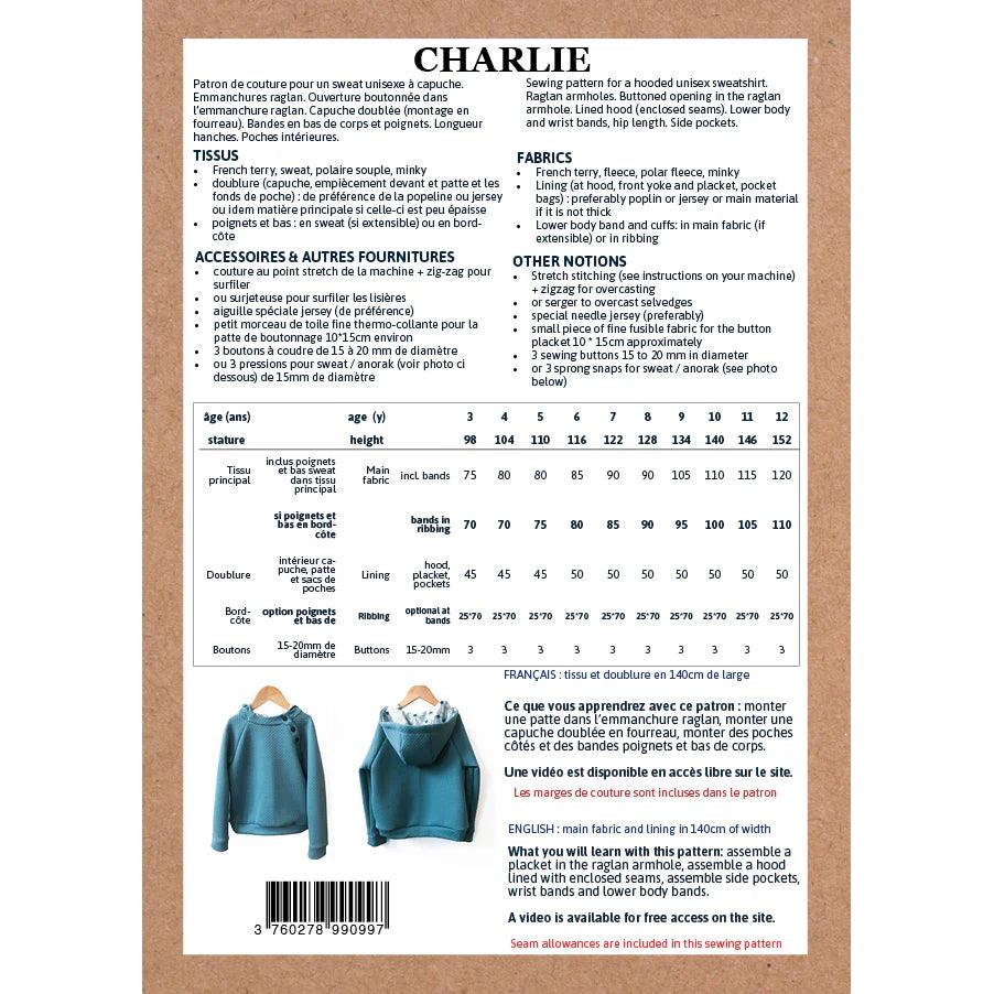 Patron de sweatshirt capuche Charlie - Ikatee