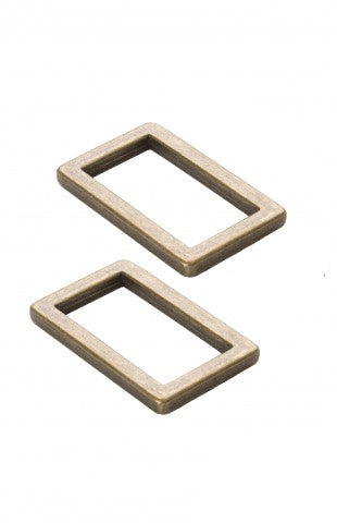 Set of 2 rectangular loops 19 x 25 mm Ancient brass