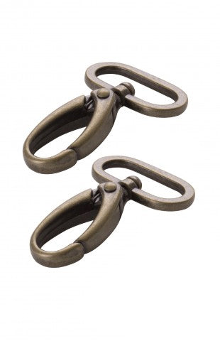 Set of 2 carabiners passing 25 mm ancient brass