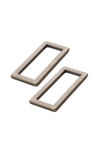 Set of 2 rectangular loops 13 x 38 mm ancient brass