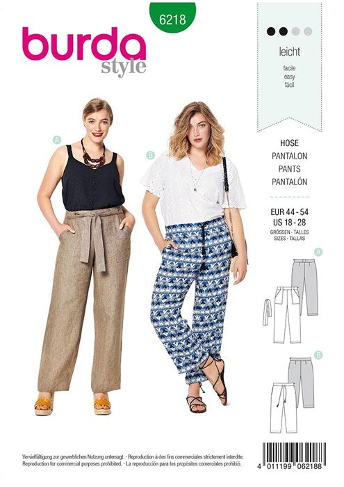 Pants pattern - Burda 6218