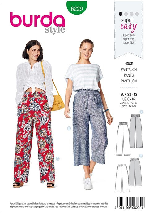 Pants pattern - Burda 6229