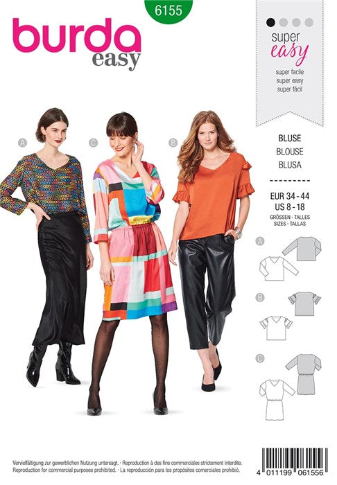 Bluse und Kleidermuster - Burda 6155