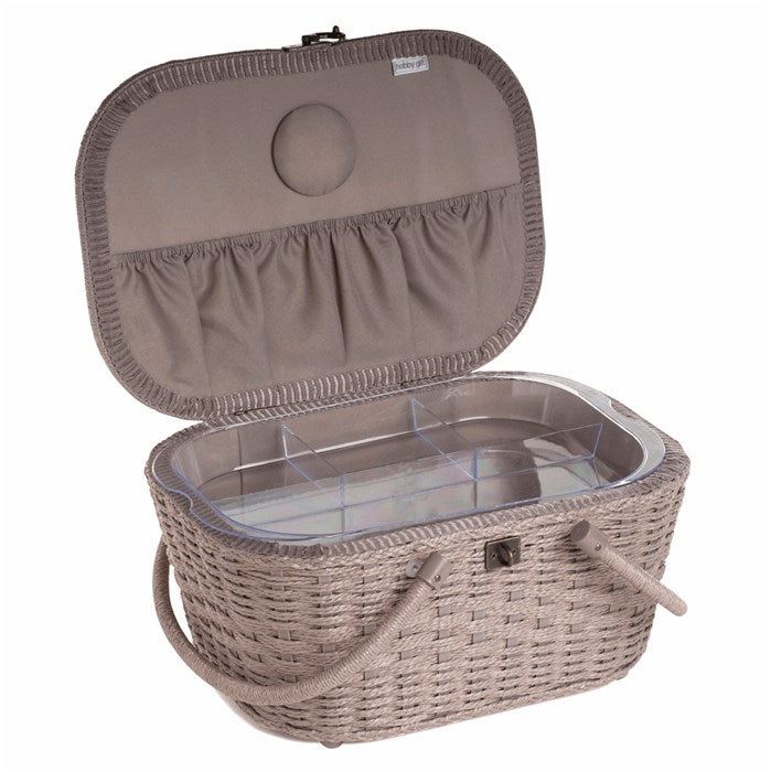 Linen sewing box and wicker basket - Bee