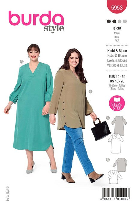 Blouse and dress pattern - Burda 5953