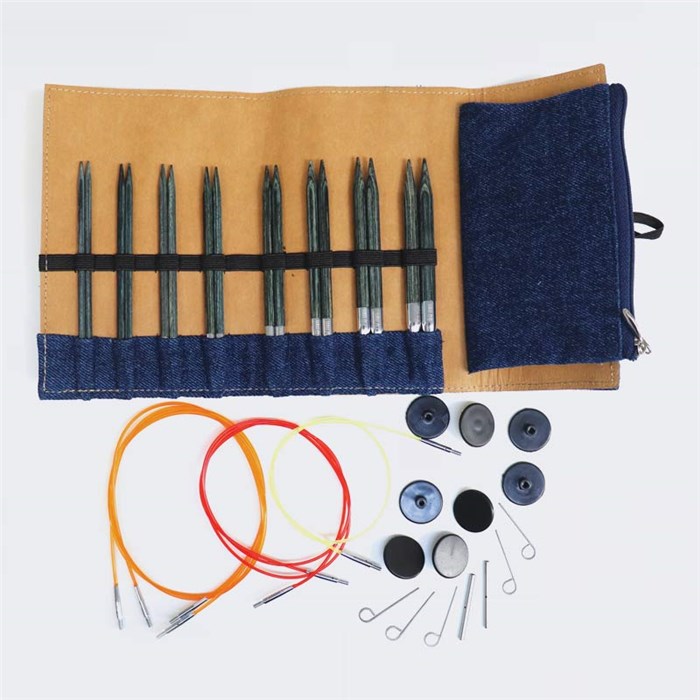 Trousse aiguilles à tricoter circulaires KnitPro Indigo