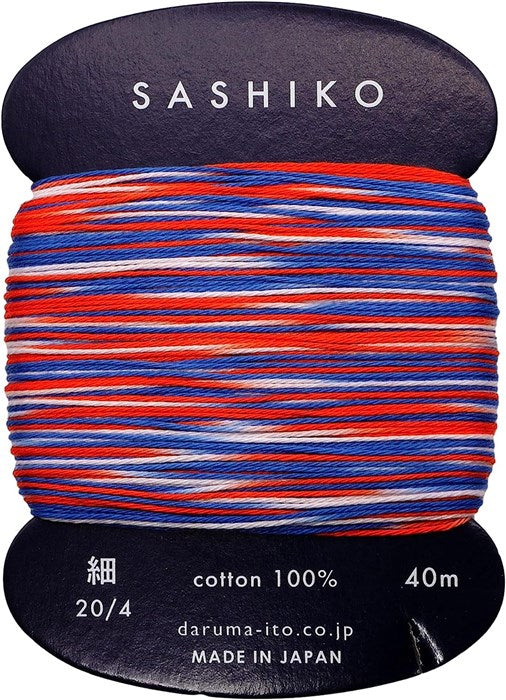 Fil sashiko Daruma Kasuri multicolore 3 couleurs 40 m