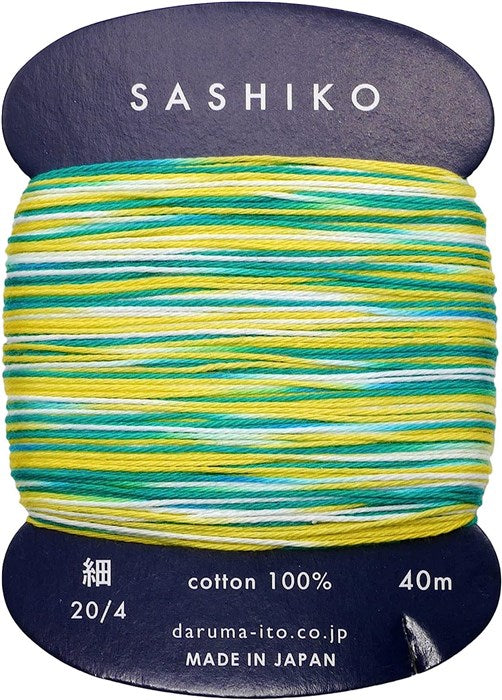 Fil sashiko Daruma Kasuri multicolore 3 couleurs 40 m