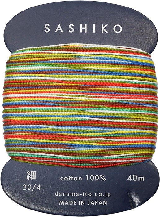 Fil sashiko Daruma Kasuri multicolore 8 couleurs 40 m