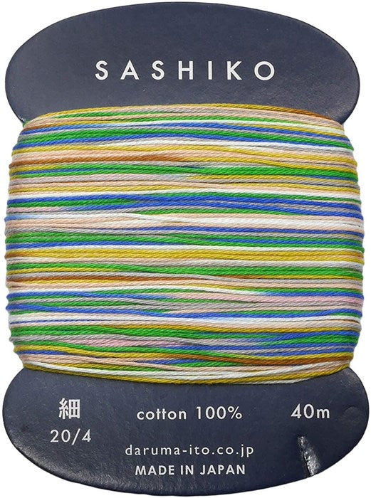 Fil sashiko Daruma Kasuri multicolore 8 couleurs 40 m