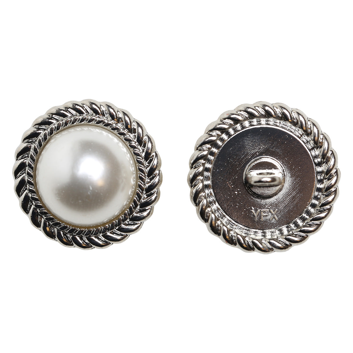 Set of 4 pearl buttons 21 mm - Silver