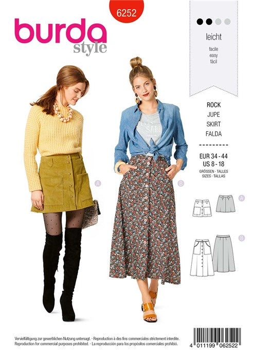 Shaped skirt pattern - Burda 6252