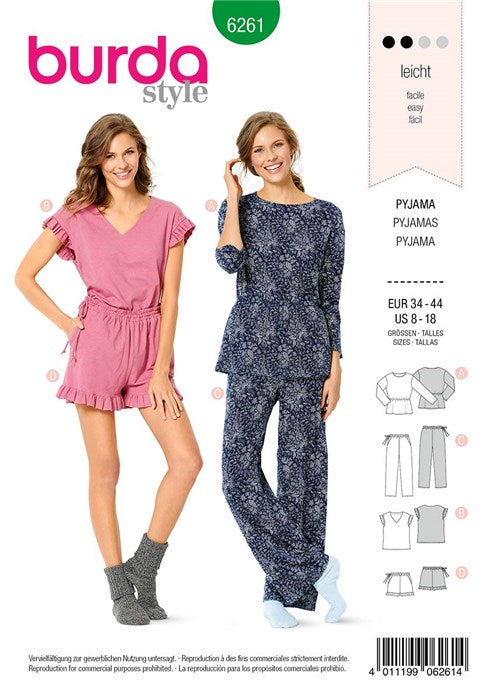 Patron of pajamas and pajashorts - Burda 6261