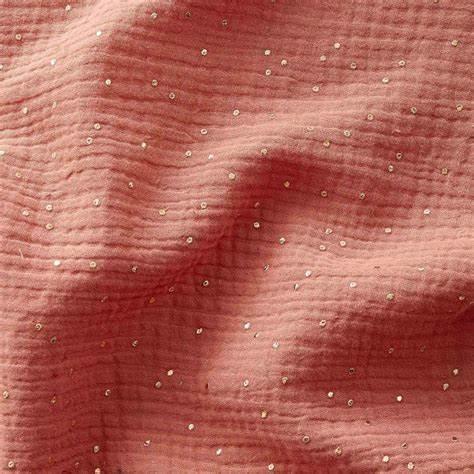 Double fabric of mini cotton gauze golden pea - marsala