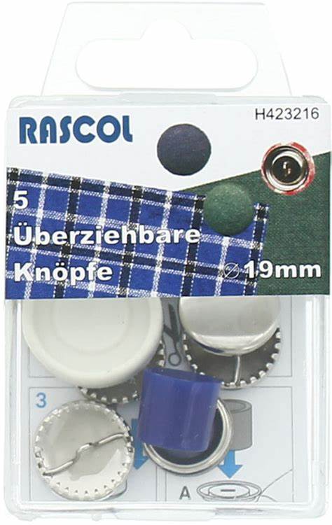 Boite de 5 boutons à recouvrir avec outil Rascol - 19 mm