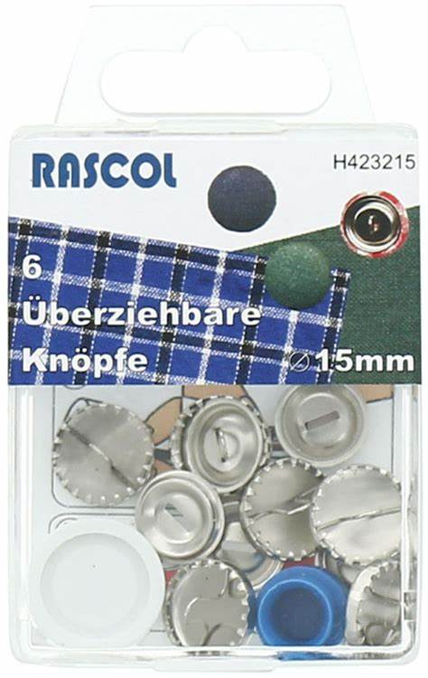 Boite de 6 boutons à recouvrir avec outil Rascol - 15 mm