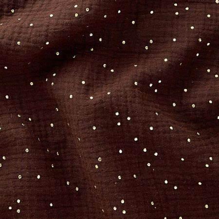 Double fabric cotton gauze mini golden pea - dark brown