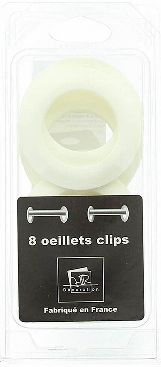 Lot 8 oeillets rideaux Ø44 mm - Brillants - Crème