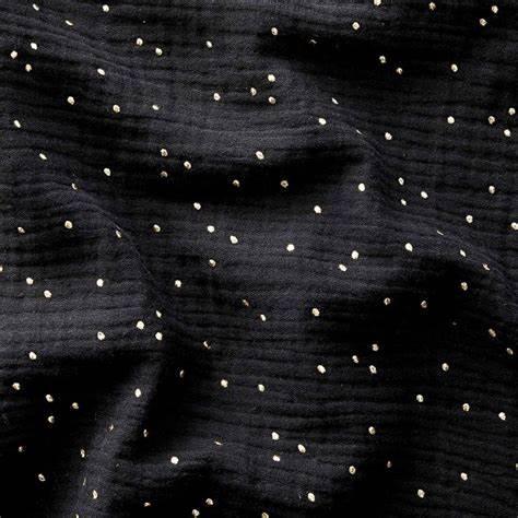 Double fabric cotton gauze mini golden pea - black