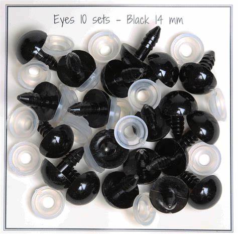 Black safety eyes 14 mm - 10 pairs