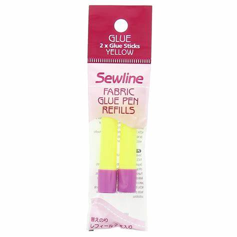 2 recharges stylo colle temporaire jaune fluo spécial tissu