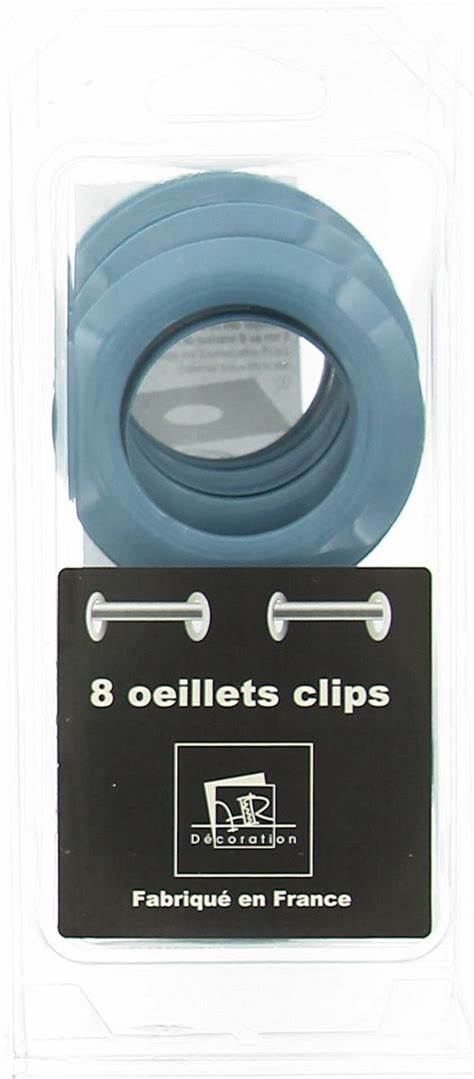 Lot 8 Ø44 mm curtain eyelets - shiny - glacier blue