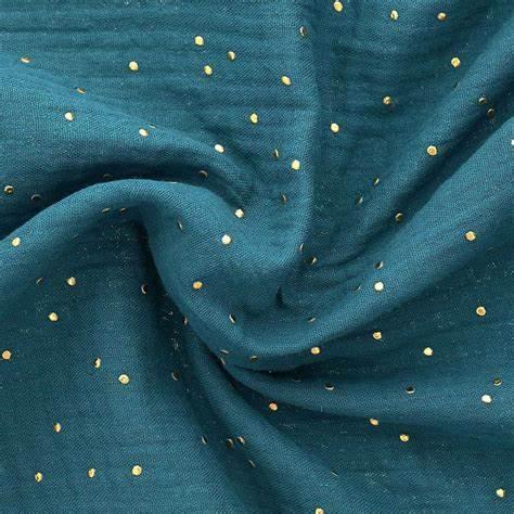 Double fabric cotton gauze mini golden peas - peacock