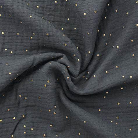 Double fabric cotton gauze mini golden pea - dark gray