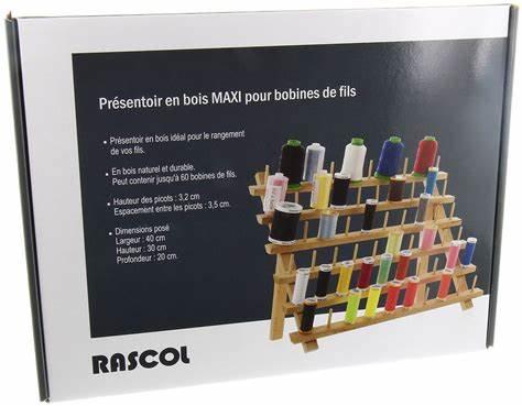 Présentoir en bois pour 60 bobines de fils