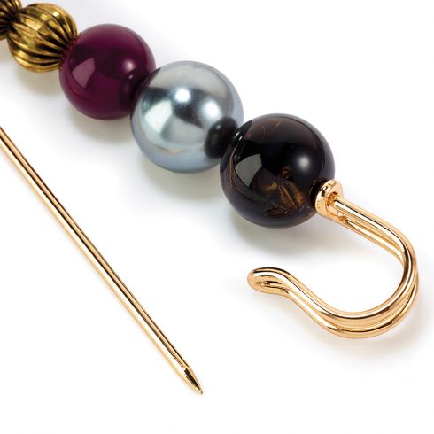 Epingle Decor Pearls Noir, Silber und Bordeaux