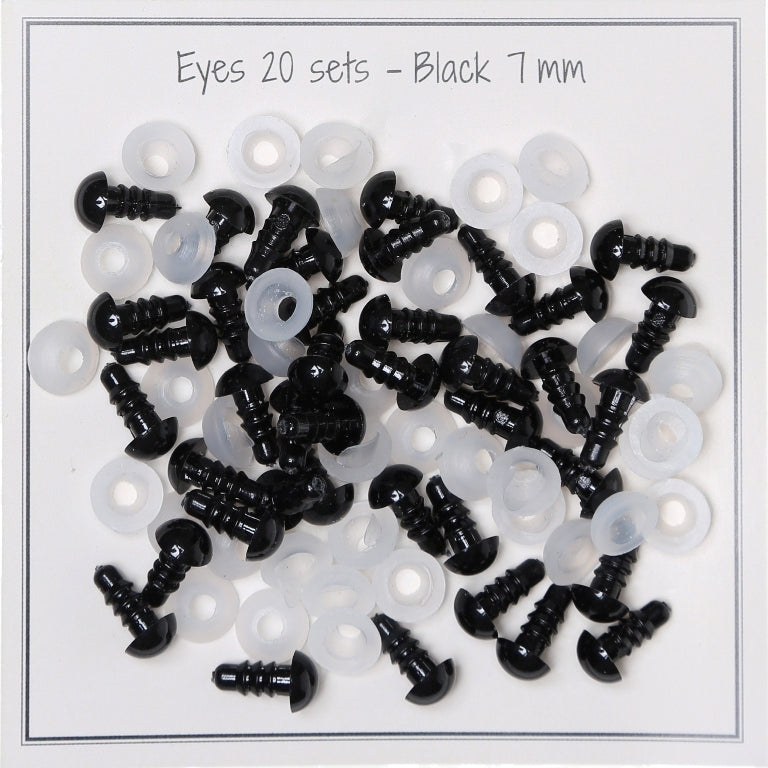 Black safety eyes 7 mm - 20 pairs