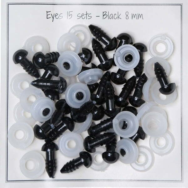 Black safety eyes 8 mm - 15 pairs