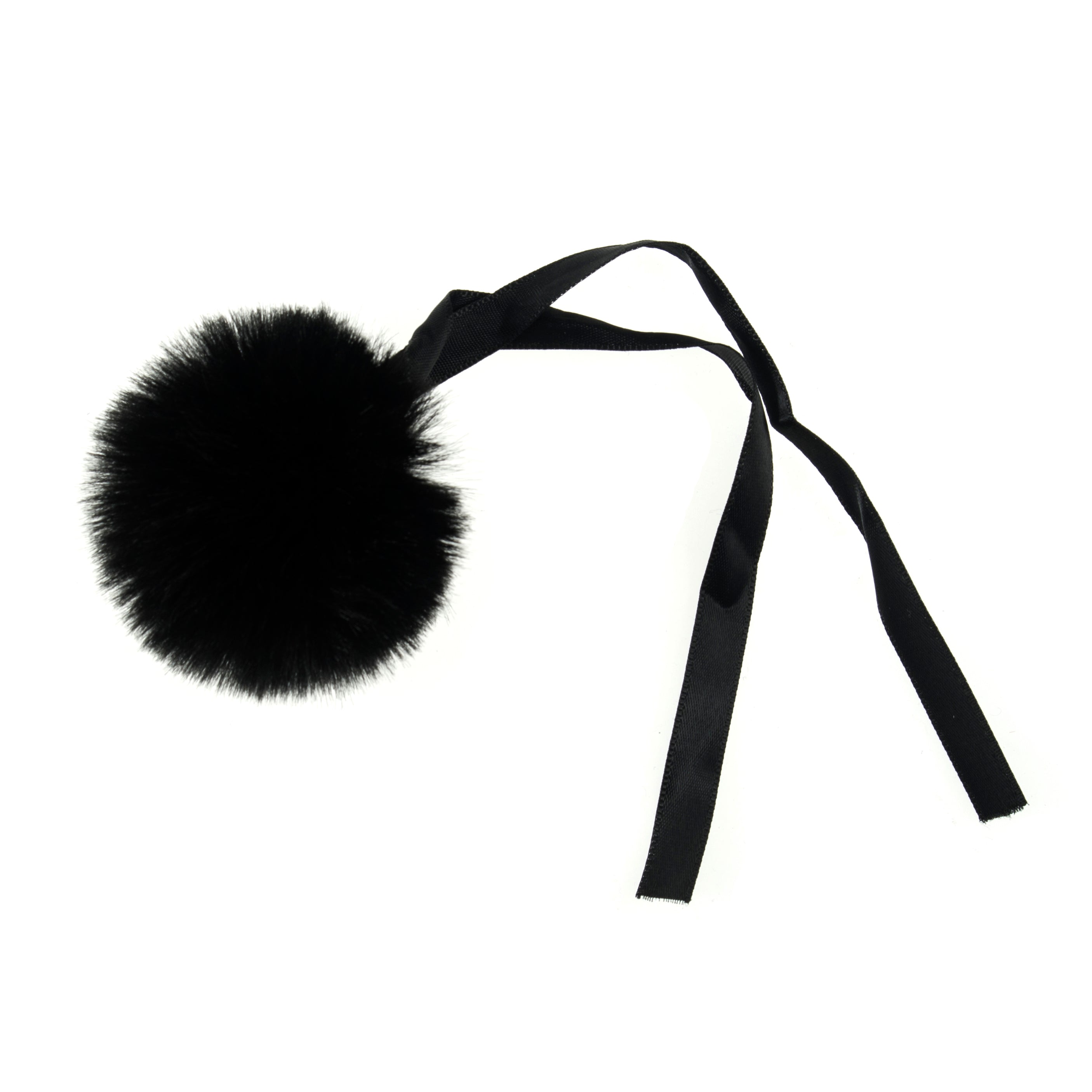 Pompon imitation fourrure 6 cm - Noir