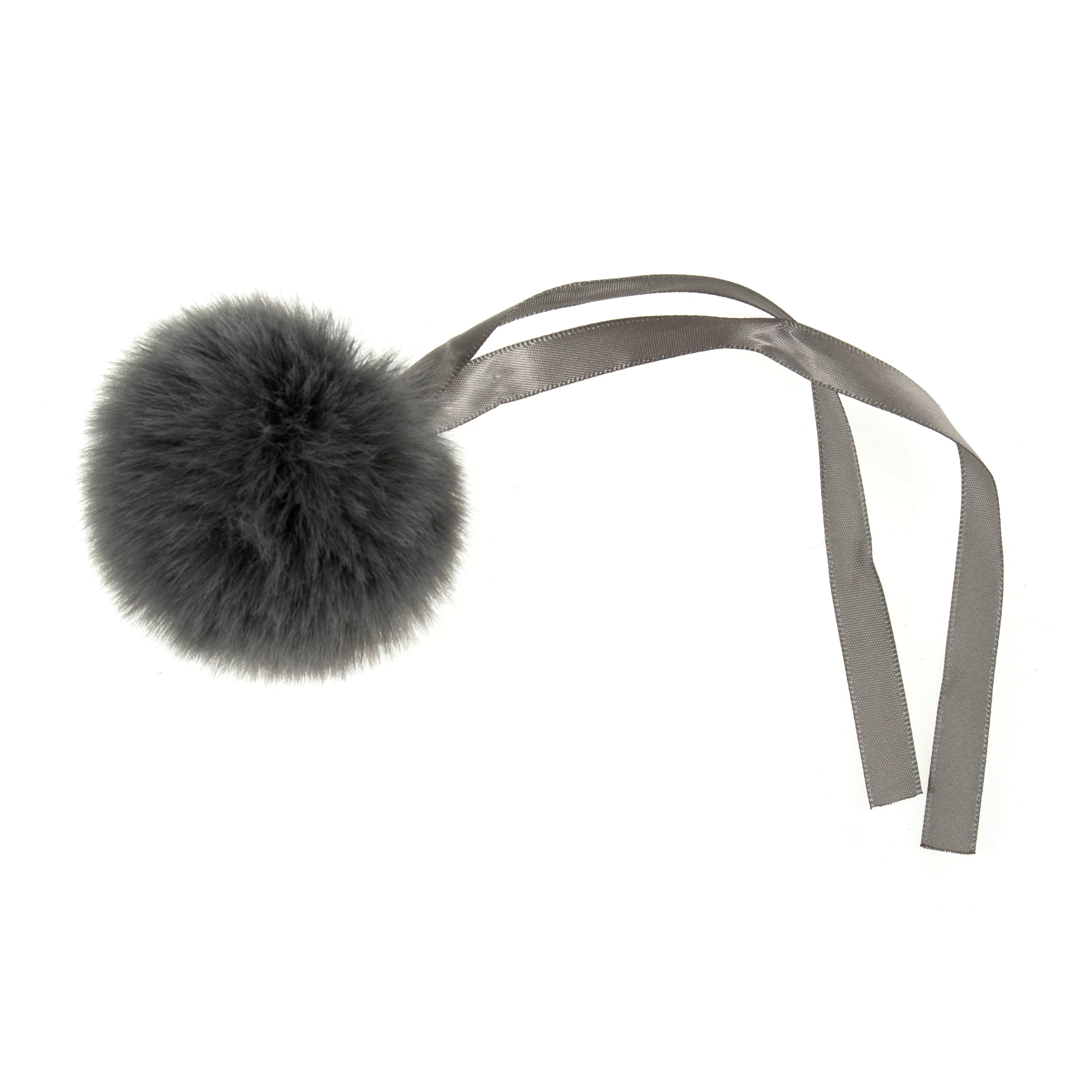 Pompon imitation fur 6 cm - gray