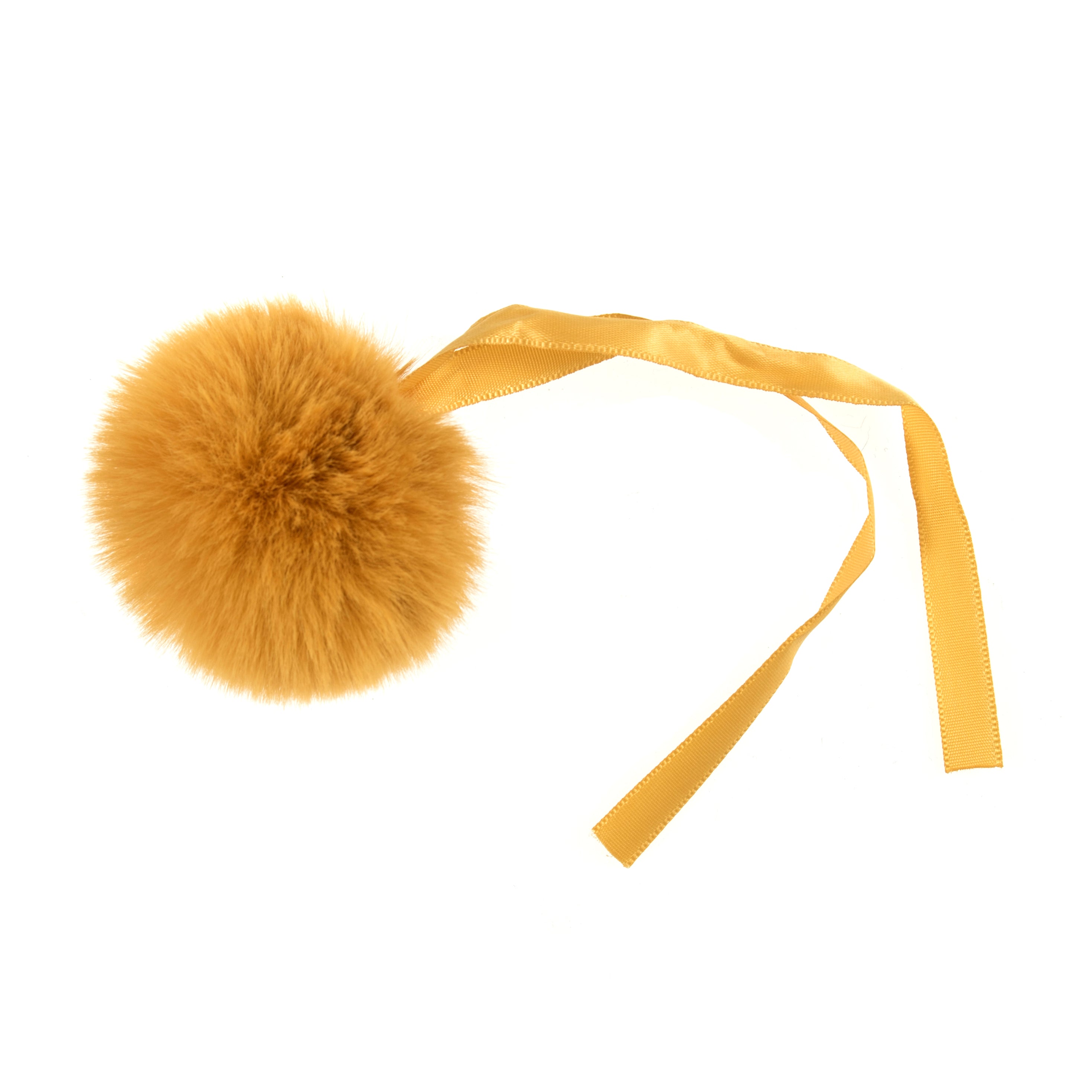 Pompon imitation fourrure 6 cm - Moutarde