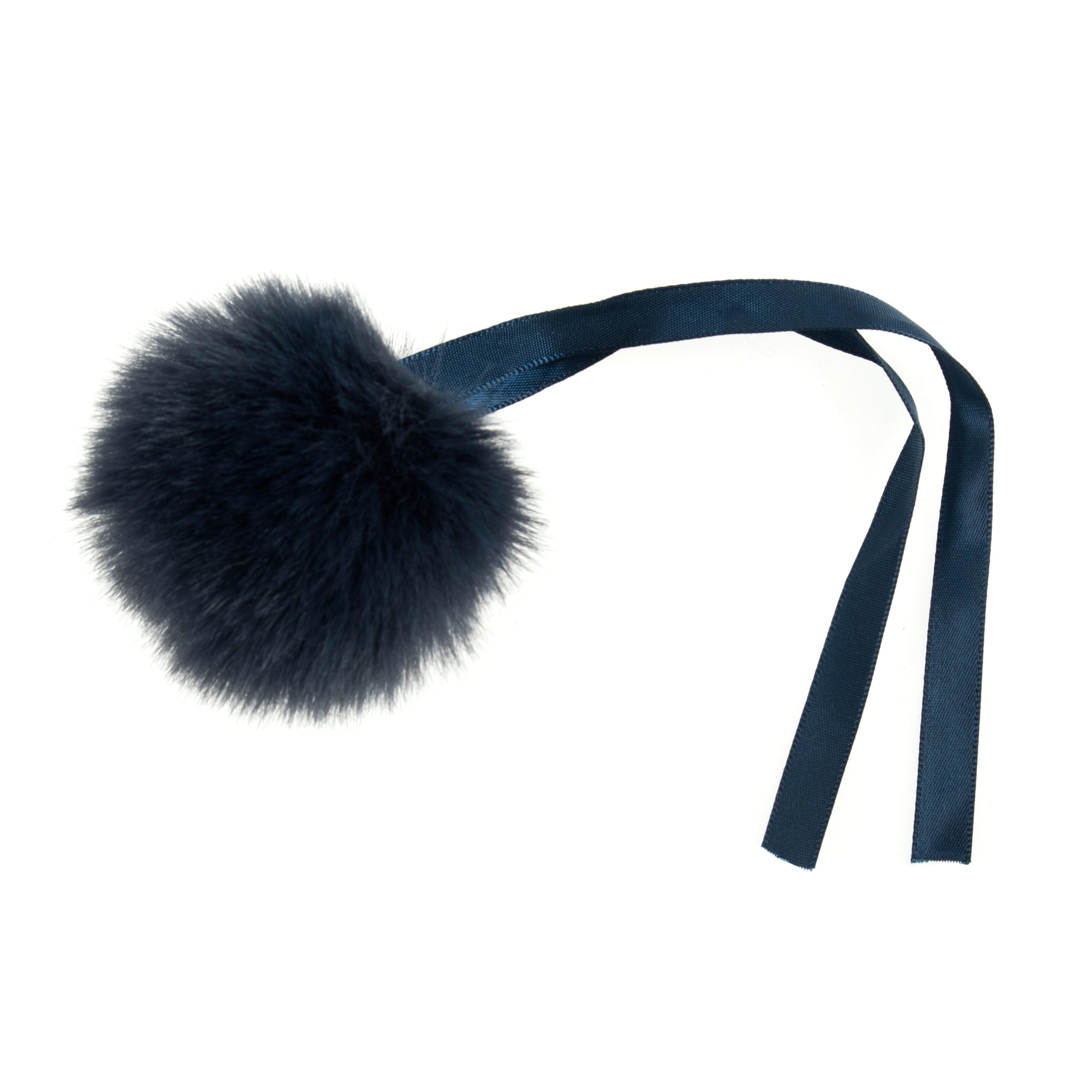 Pompon imitation fur 6 cm - navy blue