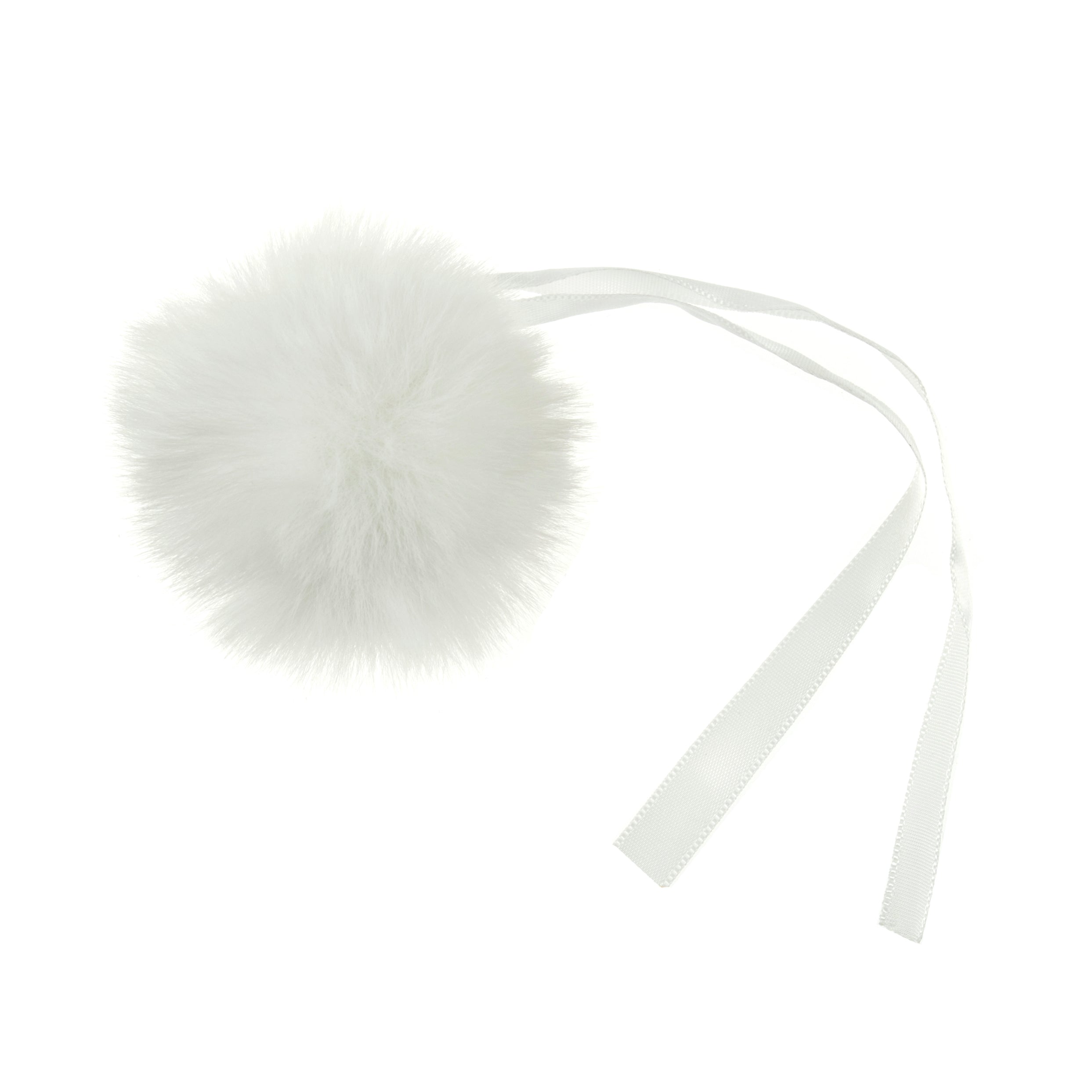 Pompon imitation fur 6 cm - white