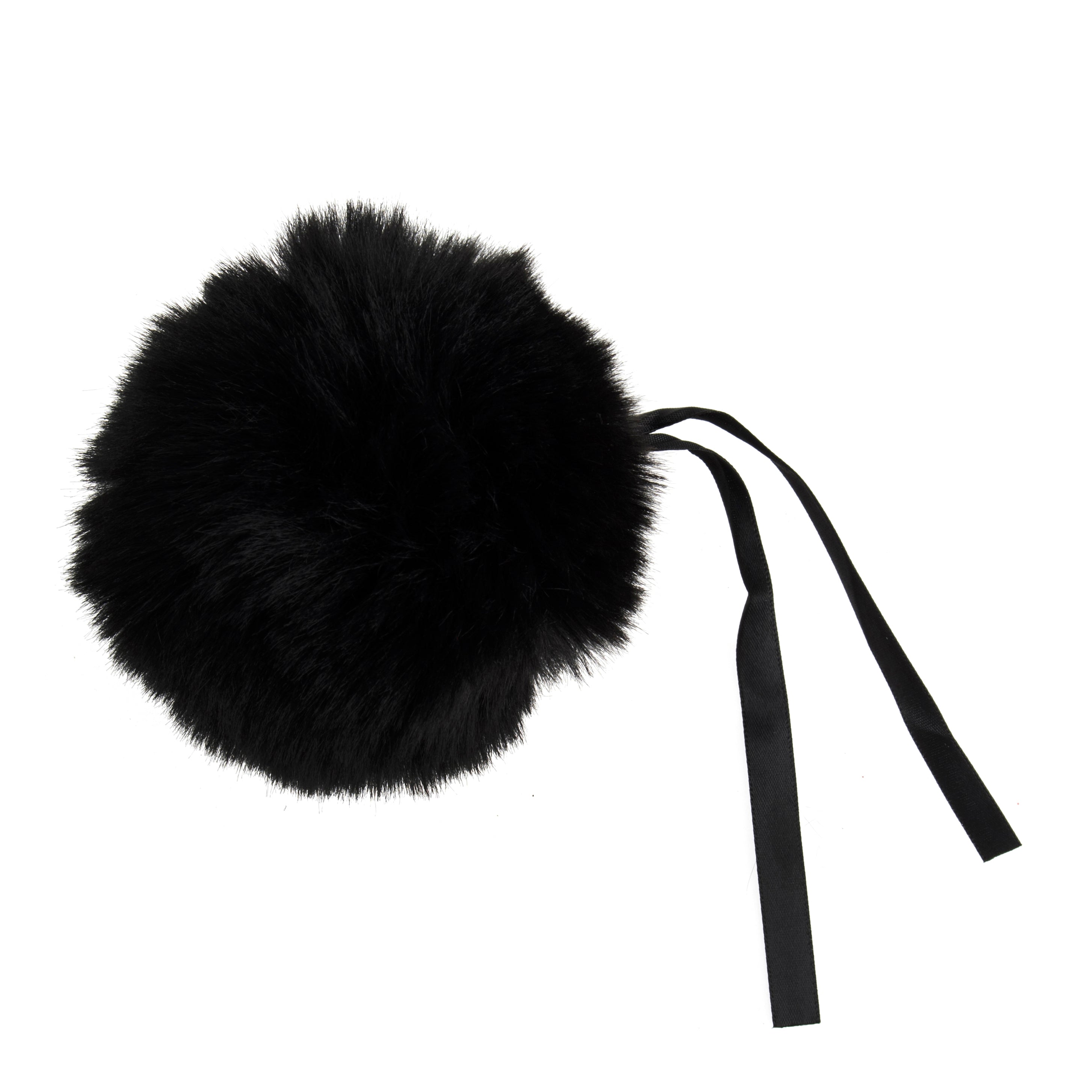 Pompon imitation fourrure 11 cm - Noir