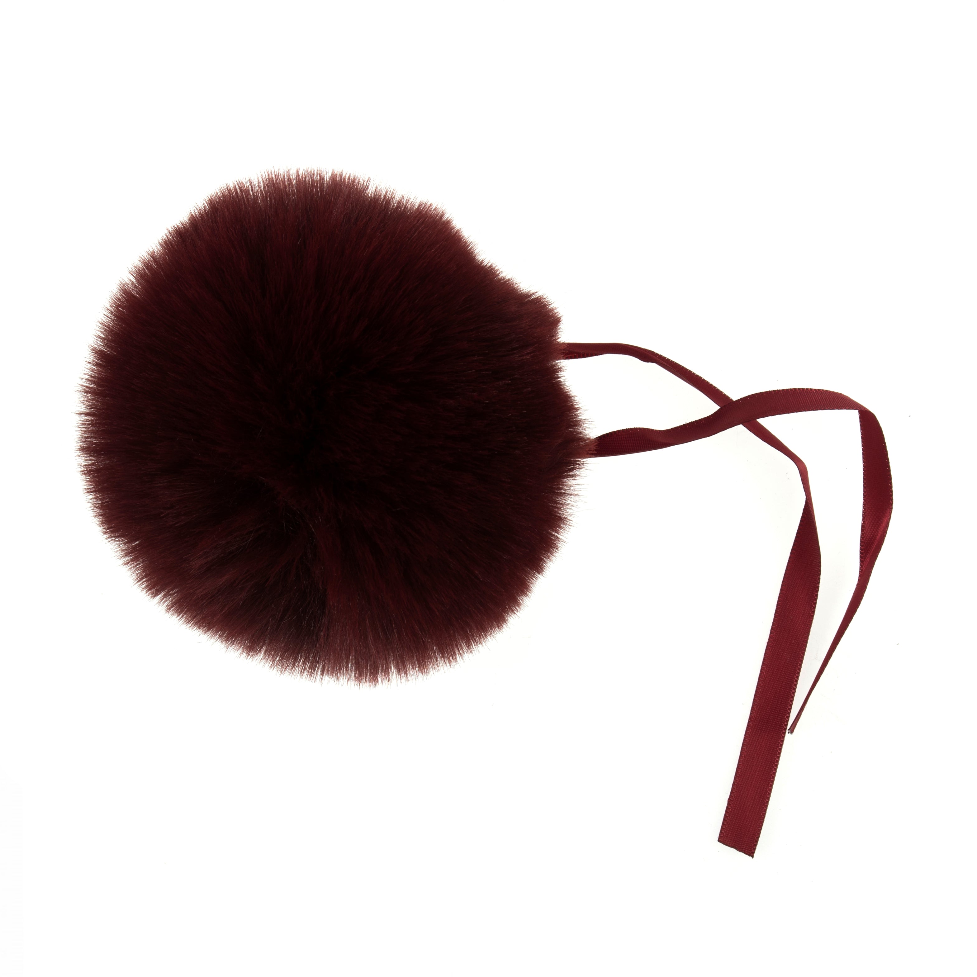 Pompon imitation fourrure 11 cm - Lie de vin