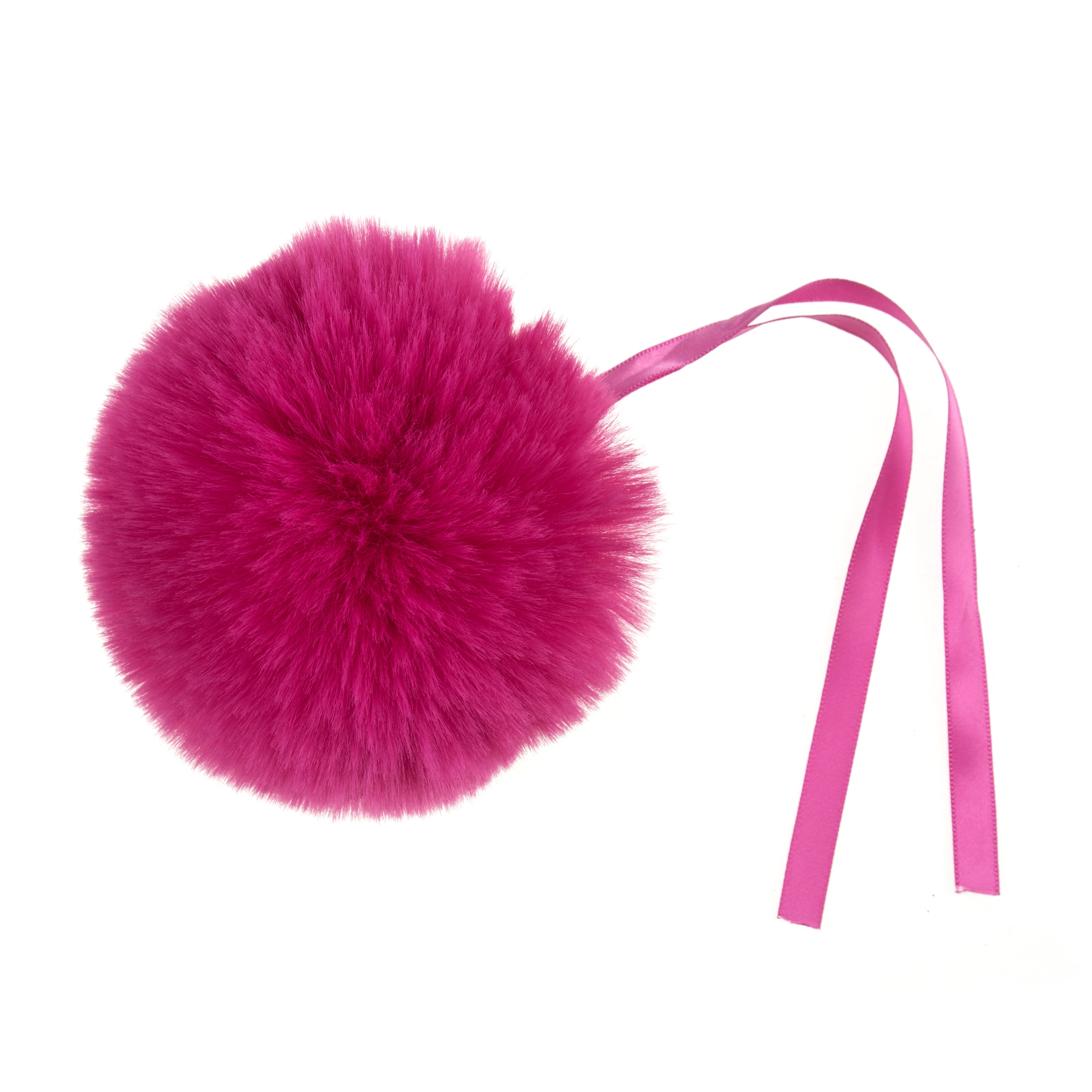 Pompon imitation fur 11 cm - Cherry